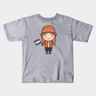 Cute Patriotic Dutch Girl Kids T-Shirt